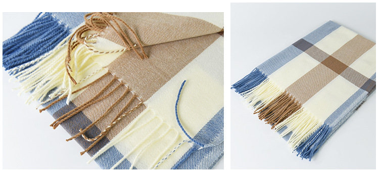 2022 New style of checkered scarf, Japanese and Korean fashion autumn and winter faux cashmere scarf for women, thick and warm scarf pic 14