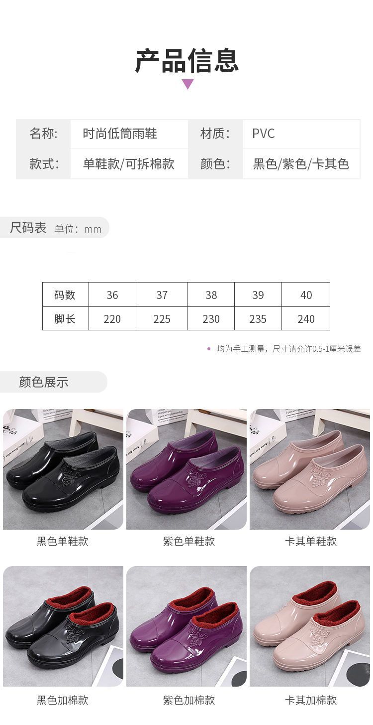 一件代发新款雨水鞋女四季时尚低帮厨房防滑中加厚加棉绒雪地靴详情20