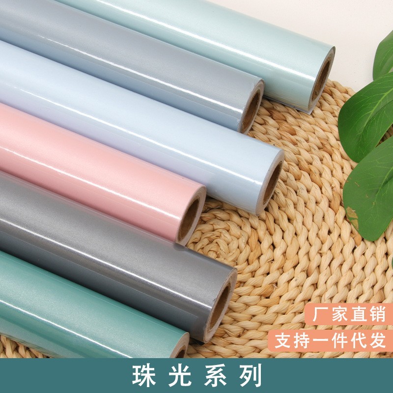 自粘墙纸自粘pvc纯色加厚卧室防水防潮直播背景自粘批发壁纸素色详情6