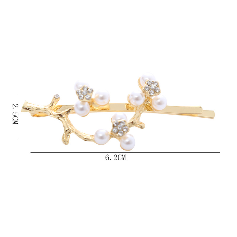 New Korean style forest-themed tree branch pearl rhinestone hair clip for women, simple and fashionable bangs clip, sweet hair accessory factory price wholesale pic 8