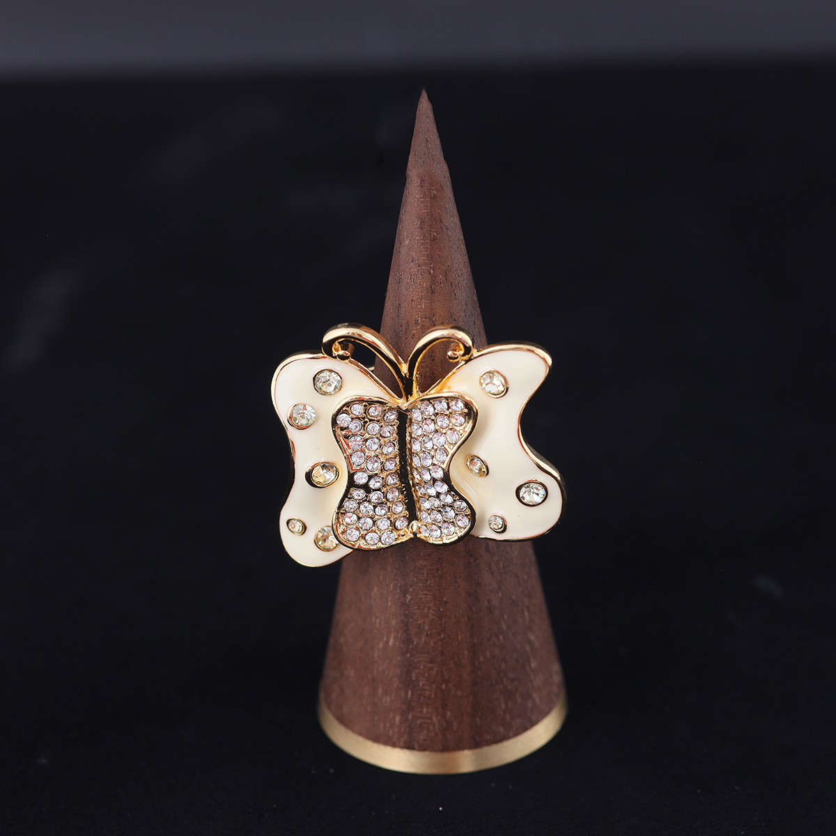 中古vintage时尚高级感复古轻奢小众青岛工厂批发珐琅蝴蝶戒指女详情2