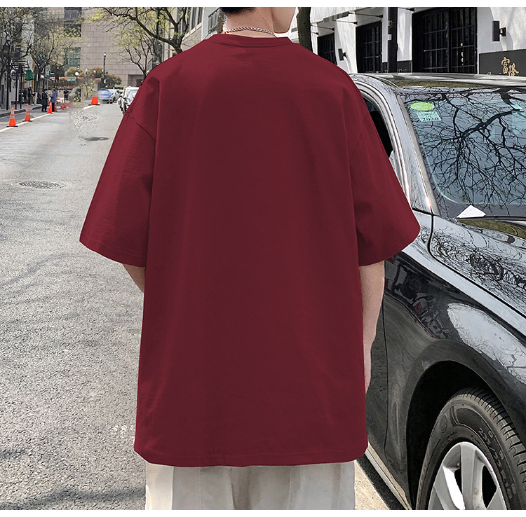 Camiseta de manga corta de estilo americano de algodón pesado hombre verano 2024 nuevo oso estampado estado de moda puerto estilo chico camiseta pic 38