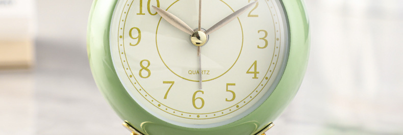 跨境热卖 创意闹钟圆环底座复古床头座钟静音带夜灯学生风闹钟详情13