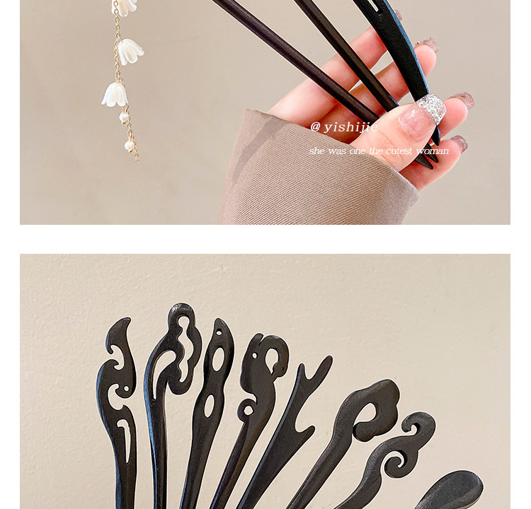 Ancient-style sandalwood hairpins for women, a simple and elegant updo, a modern and stylish new Chinese-style hairpin, Hanfu cheongsam headwear pic 26
