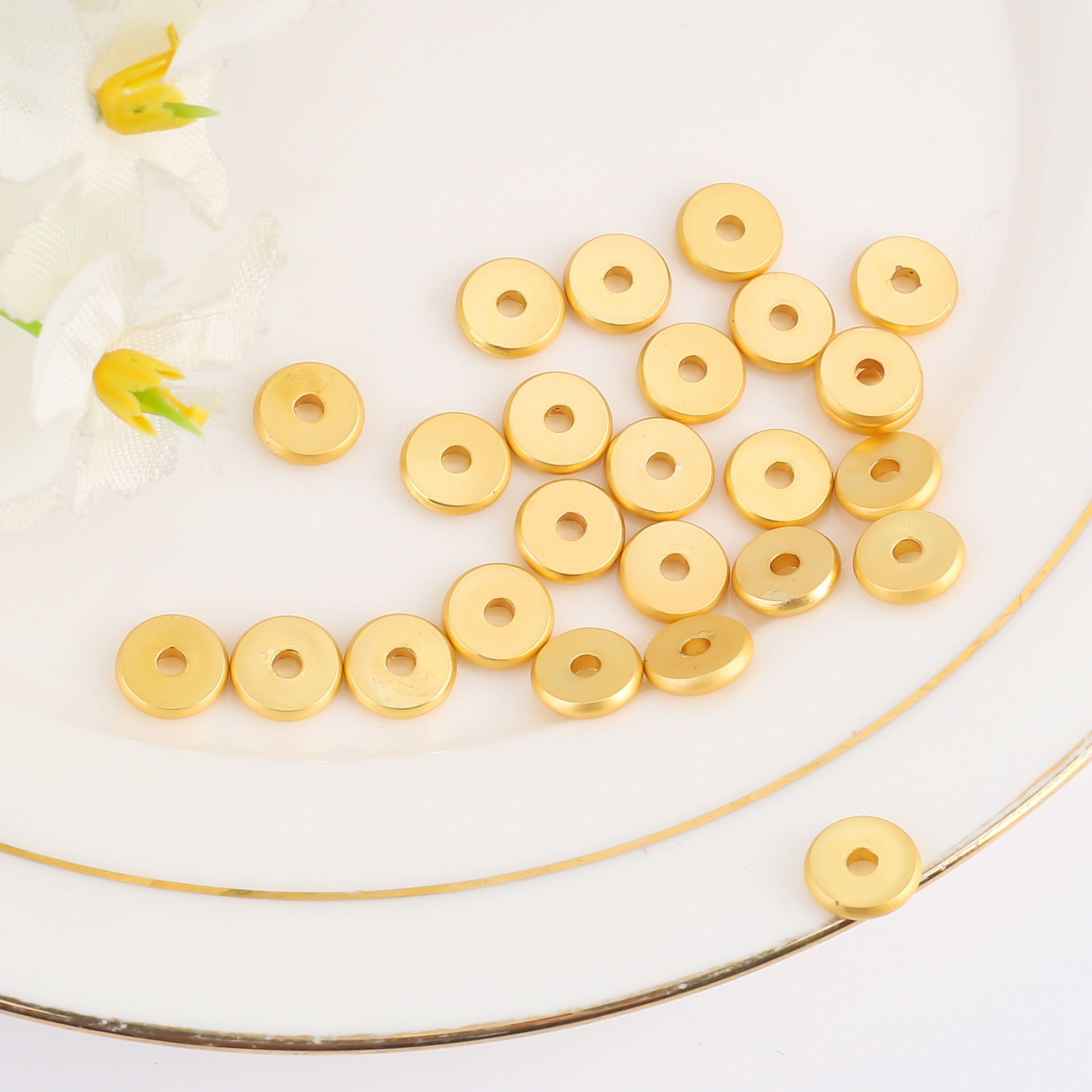 18K保色包金隔片车轮片光面圆片散珠隔珠diy饰品配饰手链项链配件详情15