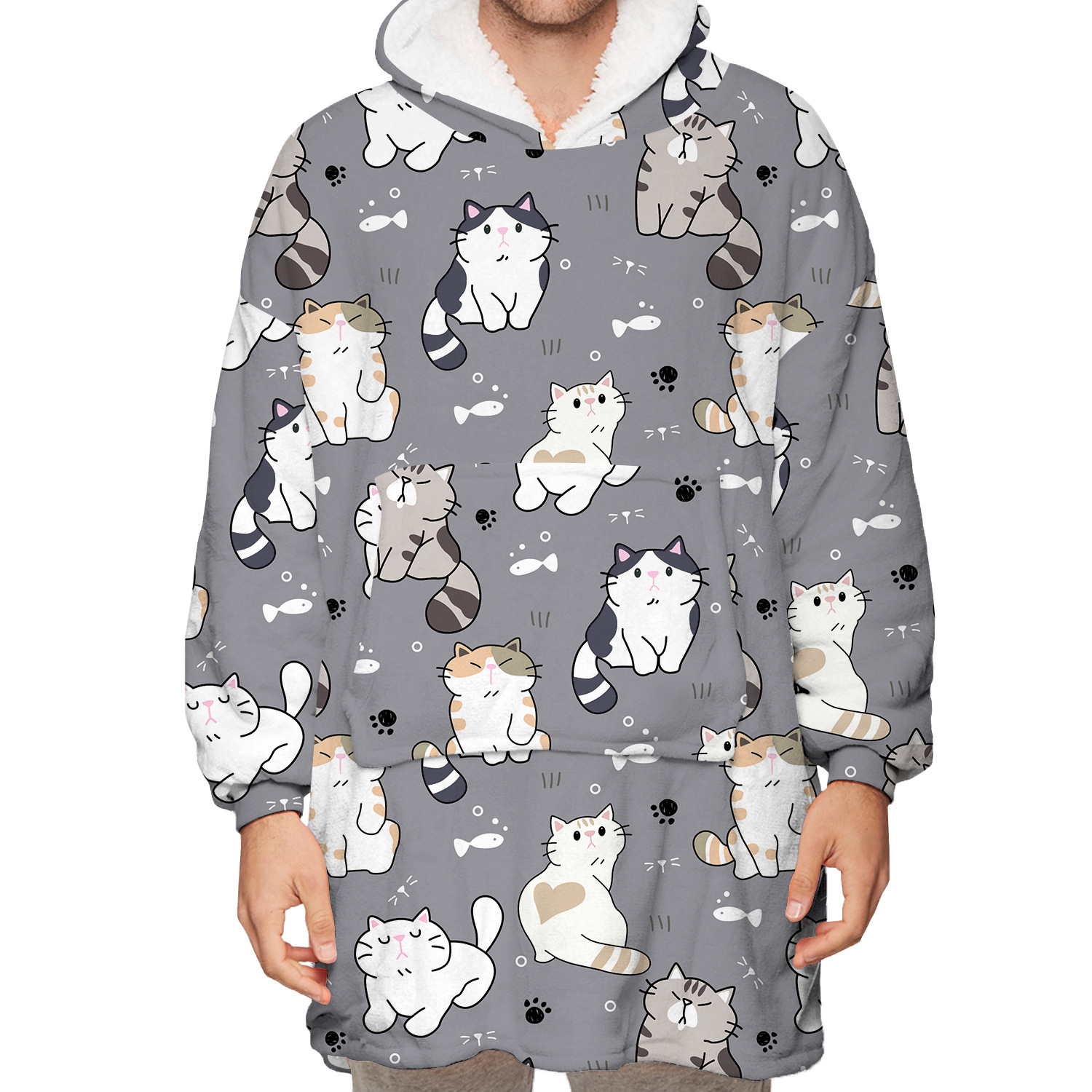 Europa y Estados Unidos comercio exterior ropa de hogar impresión digital 3D otoño invierno navidad caliente flock algodón una pieza padre hijo pijama sudadera pic 5