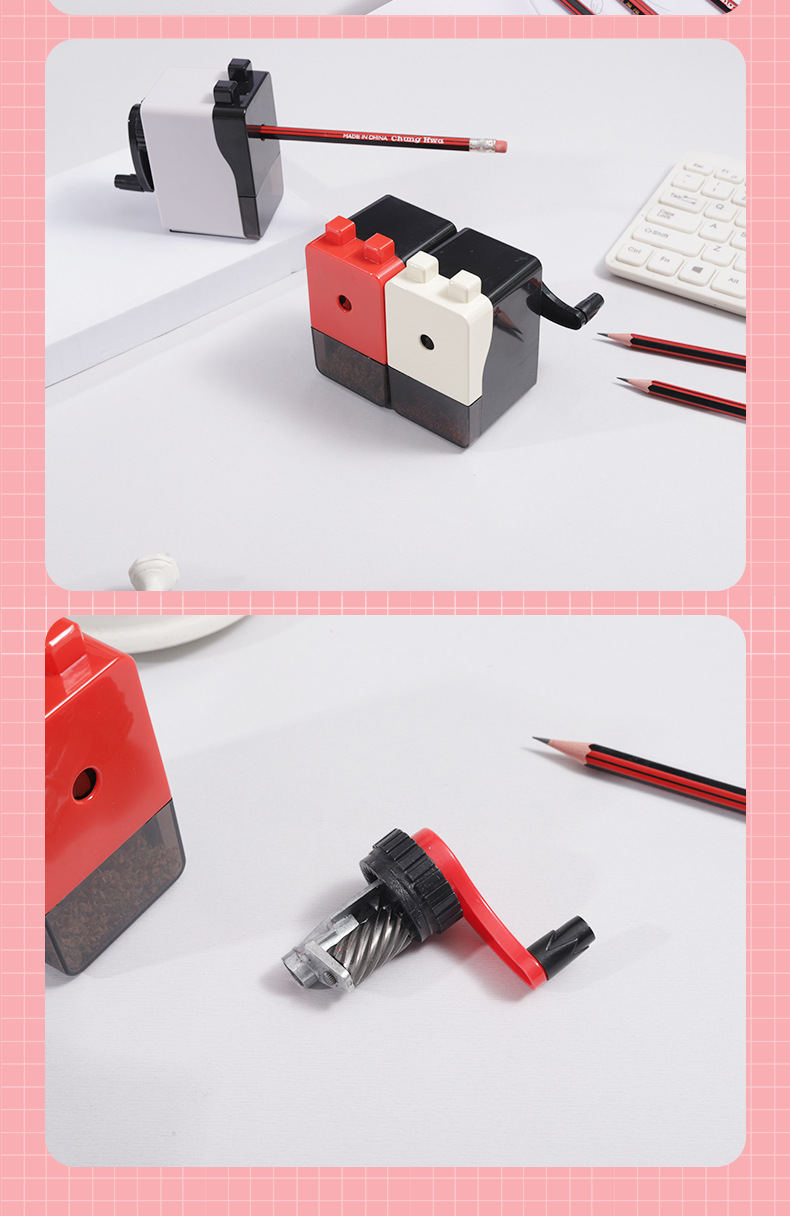 Factory direct supply of pencil sharpeners for primary school students in red, white and black, hand-cranked pencil sharpeners, effortless pencil sharpeners and pencil sharpeners wholesale pic 12