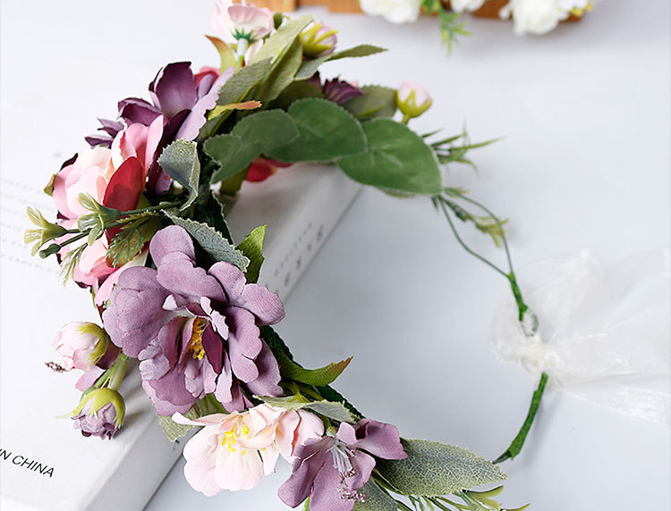 New handcrafted headwear, wedding accessories, tie purple flower headband, festival stage performance hair accessories pic 11