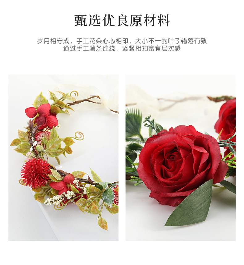 Wholesale of cross-border European and American AliExpress fashion flower wreath headwear, rose bride seaside vacation hair bands, and simulated flower hair accessories pic 2