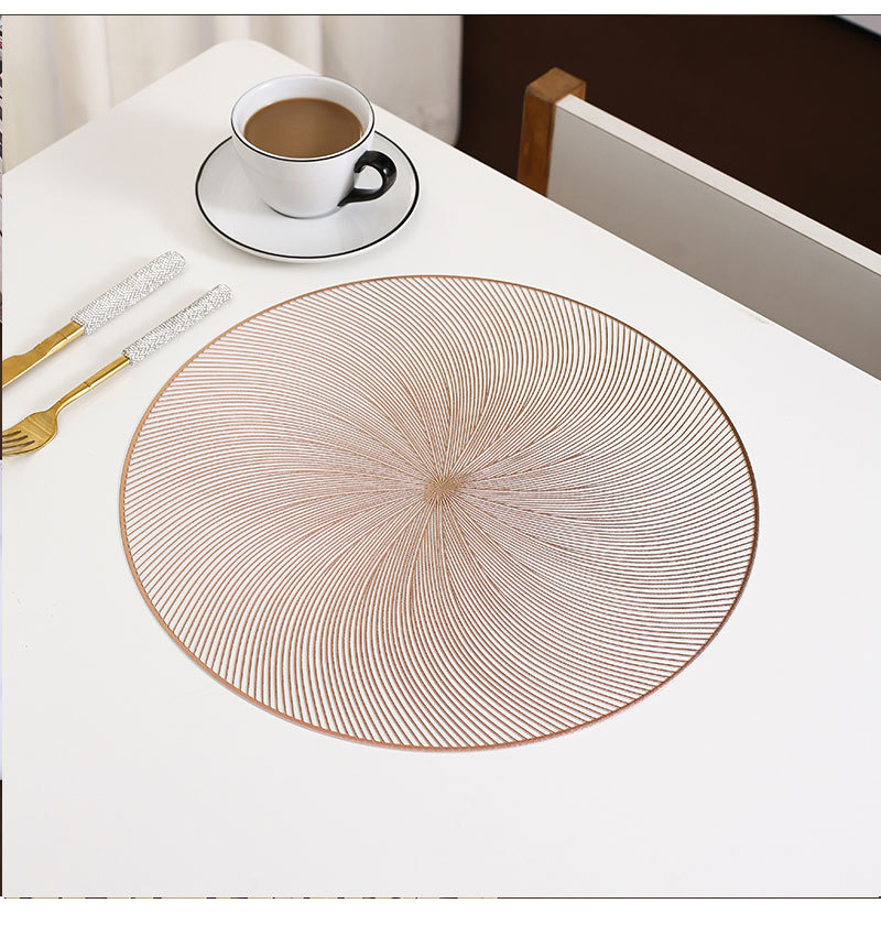 防水烟花绽放餐垫隔热北欧轻奢华圆形垫防滑西餐垫烫金杯垫台灯垫详情5