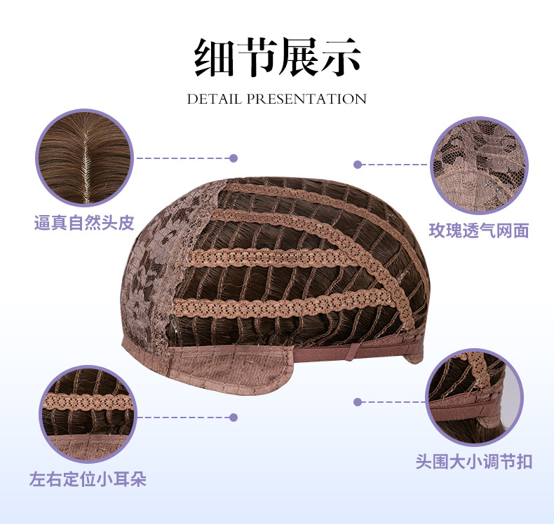 Aliexpress Foreign Trade European and American new blonde blonde matte silk gradient gold long straight hair rose net wig cover pic 5