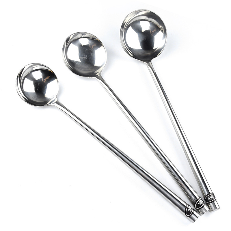 304 201不锈钢炒勺家用炒菜勺子 厨师专用马勺 长柄汤勺加厚手勺详情22