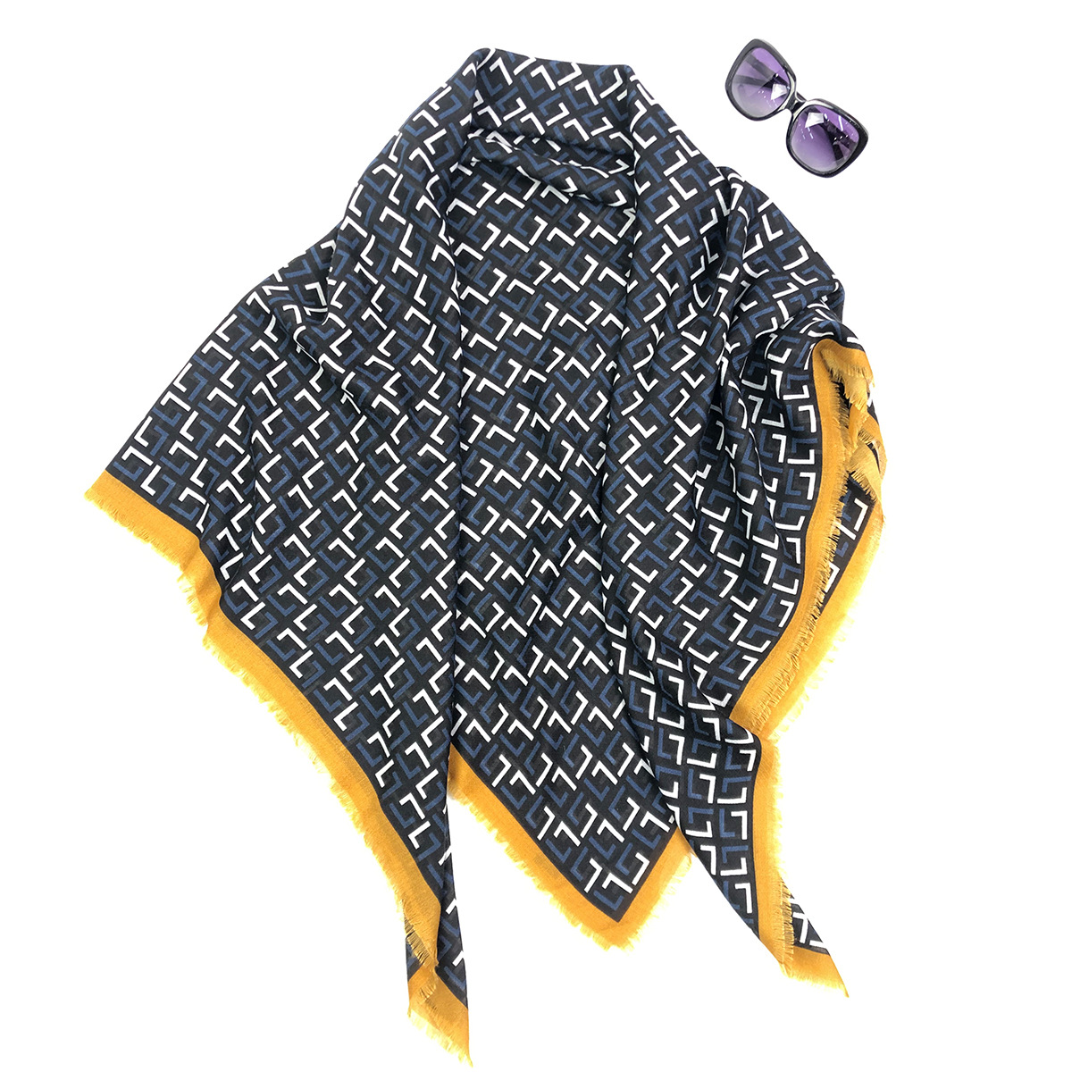 新款欧美跨境专供130cm时尚百搭印花大方巾 披肩围巾 工厂批发 空调保暖详情12