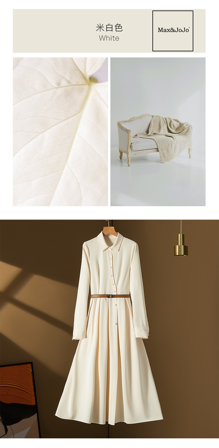 高珂2023早春新款法式赫本风连衣裙重磅不规则门襟高腰百搭连衣裙详情11