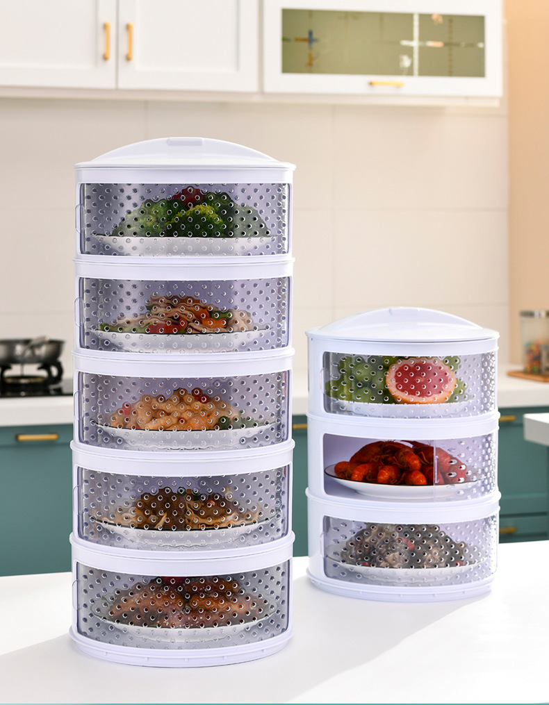 Breathable and heat-insulating vegetable cover, kitchen transparent plastic multi-layer food cover, summer dining table mosquito and fly-proof preservation cover pic 17