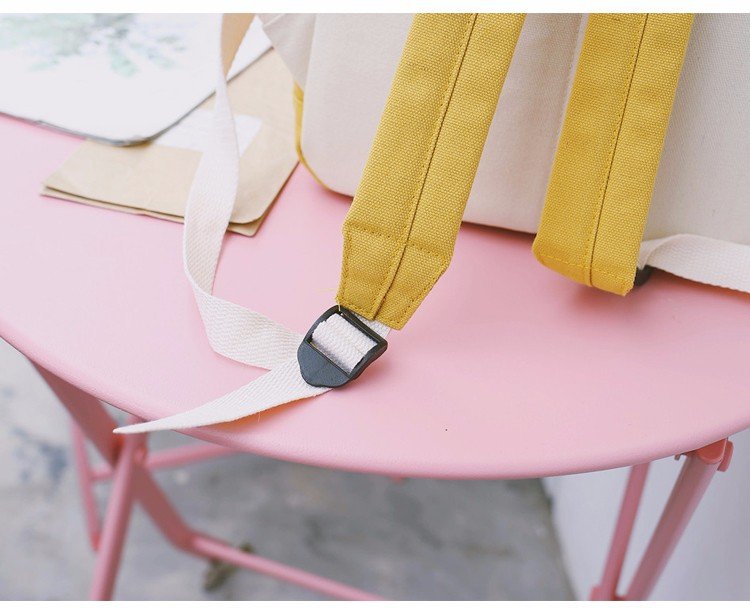 Factory wholesale of college-style, fresh, artistic, simple and versatile canvas backpacks, color-matched schoolbags for middle school best friends pic 44