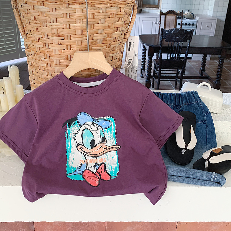 Niño camiseta verano 2024 nuevo niño niño korean versión algodón manga corta bebé dibujos animados lindo casual top pic 3