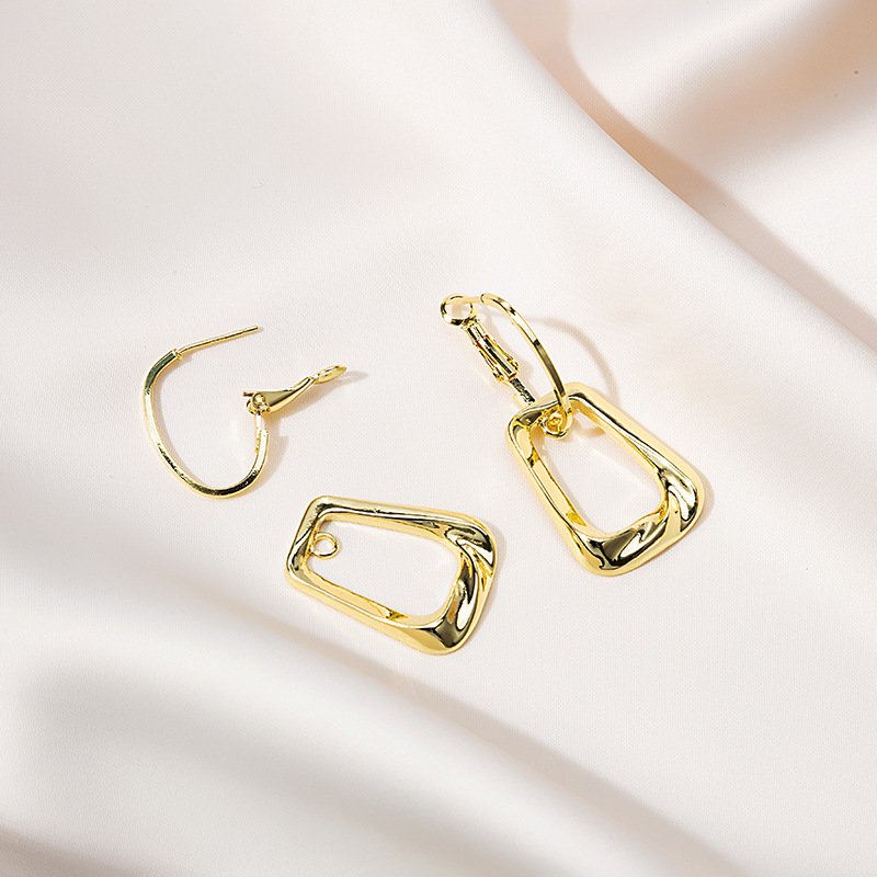 Silver needle metal ring earrings, 2021 new style, trendy, simple and versatile. Geometric irregular ear rings, stud earrings for women pic 6