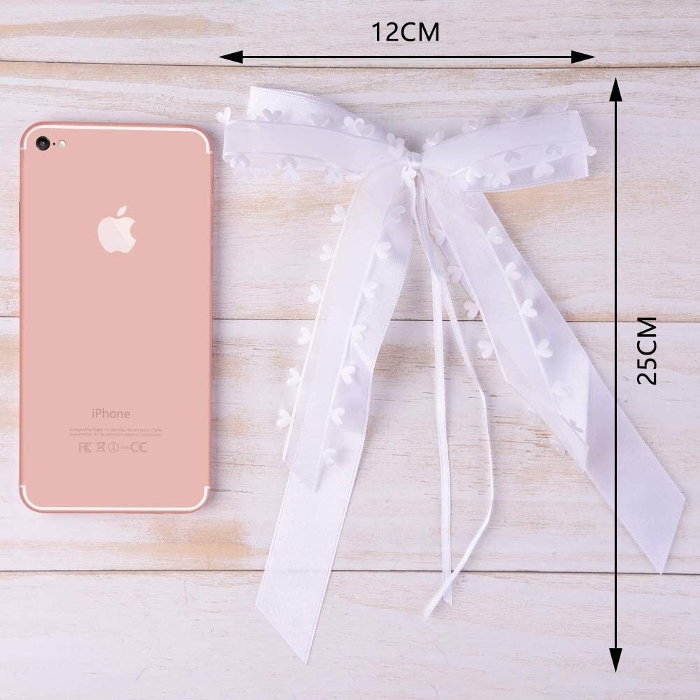 Direct sales from an export-oriented supplier: 2.5cm satin heart-shaped gauze ribbon tied with a bow wedding bag accessory pic 4