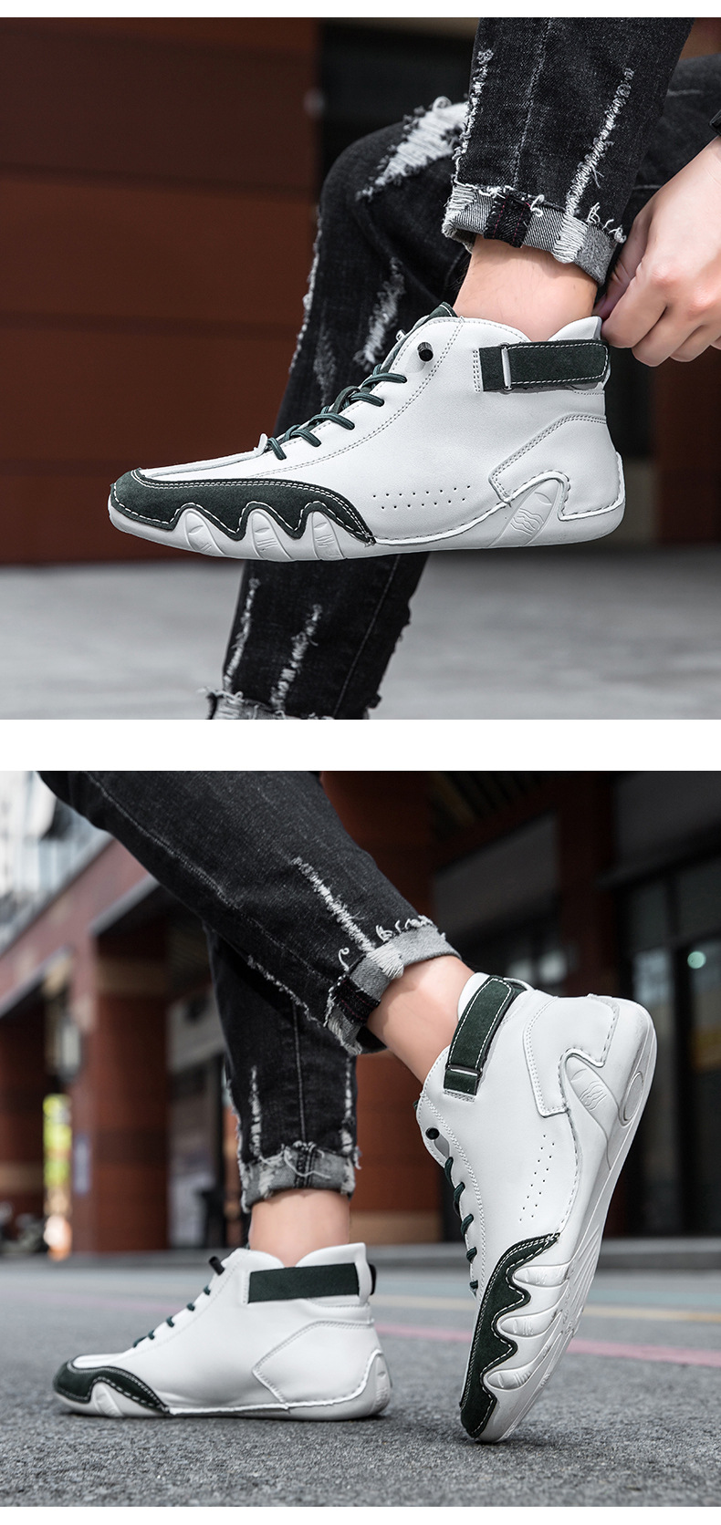 跨境独立站爆款女士马丁靴时尚拼色情侣鞋男女大码高帮休闲鞋短靴详情25