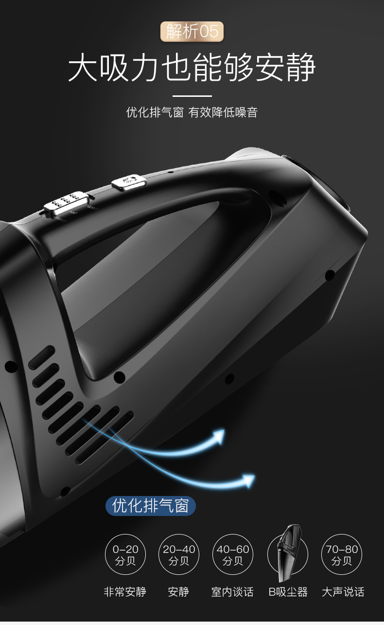 120W大功率四合一车载吸尘器 充气泵测胎压 便携式车用无线吸尘器详情26