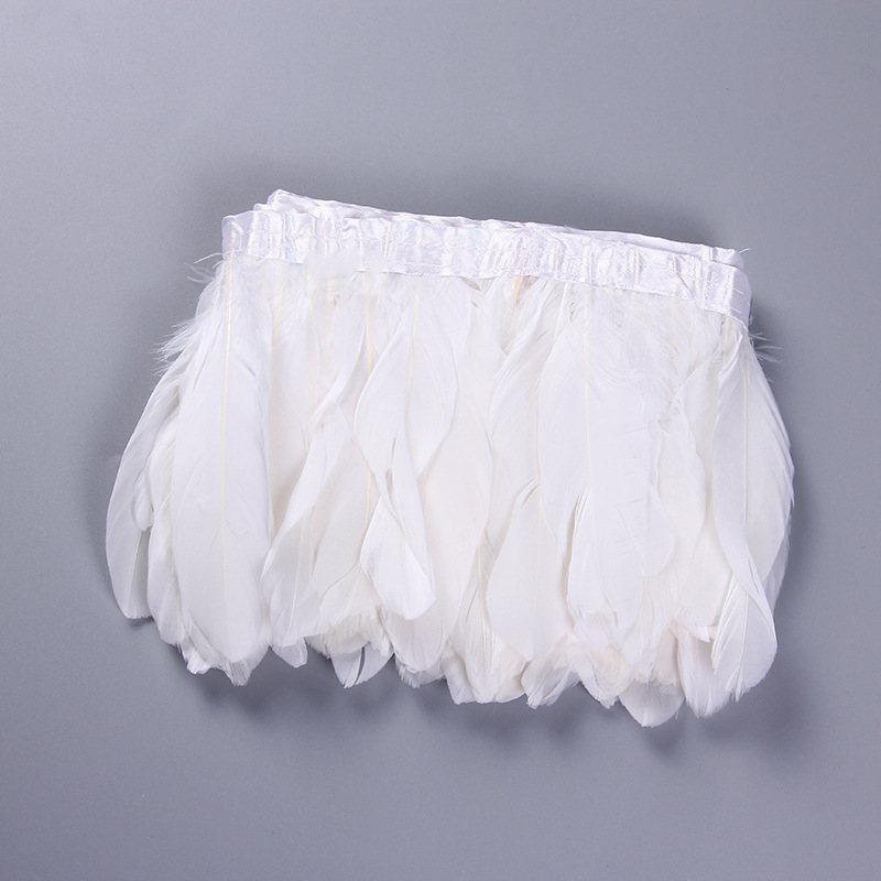 Wholesale from the manufacturer of large goose feather fabric with feather lamps, clothing accessories, DIY handicrafts, decorative colorful feather fabric edges pic 24