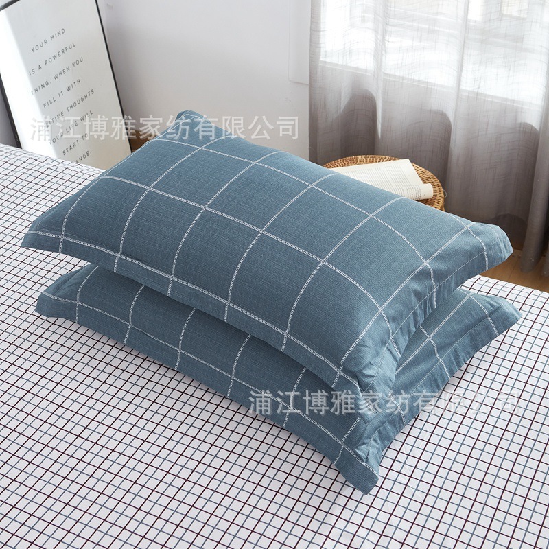 Boya Home Textile All-cotton Pillowcases, a pair of pure cotton pillowcases, wholesale of cartoon checkered pillowcases for home student dormitories pic 4