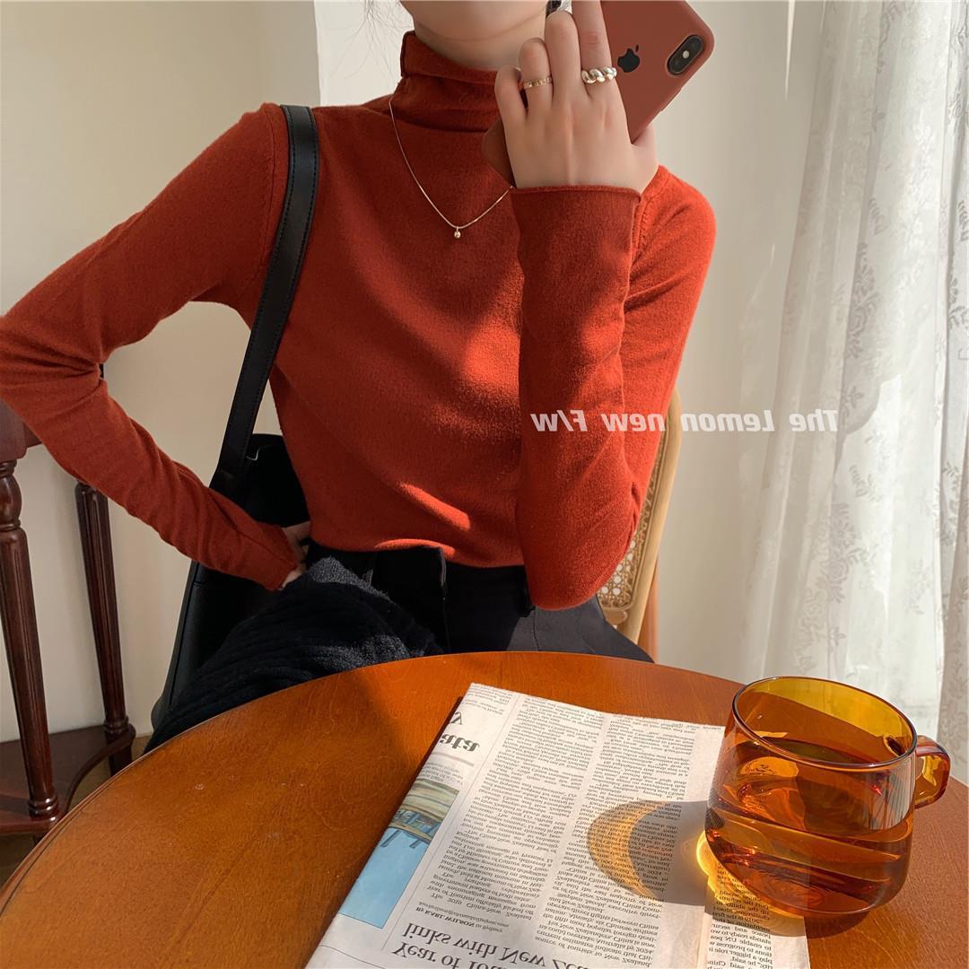 秋冬新款女装高领卷边打底衫糖果色修身保暖基础款仿羊绒衫毛衣女详情58