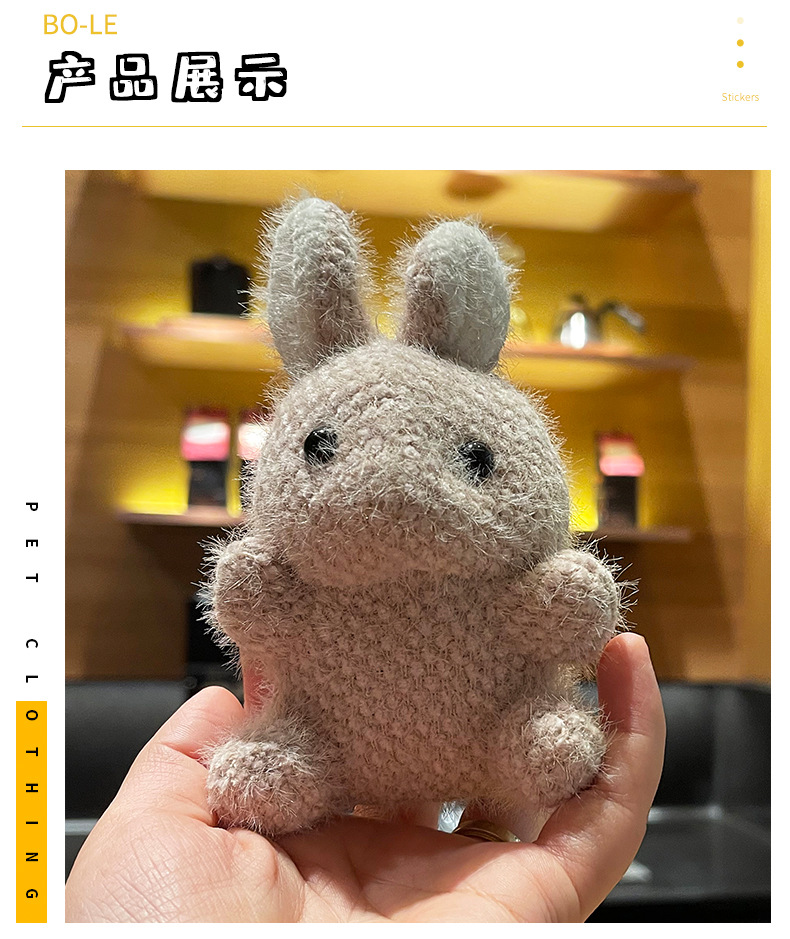 Cute cartoon rabbit plush pendant, creative figurine keychain, backpack pendant, mini decorative pendant pic 8