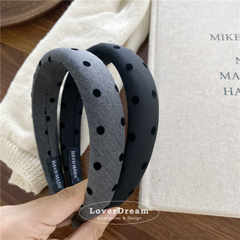 A new high-quality black polka dot heart-shaped bow headband from South Korea, sweet and fashionable headband, versatile hair accessory pic 26