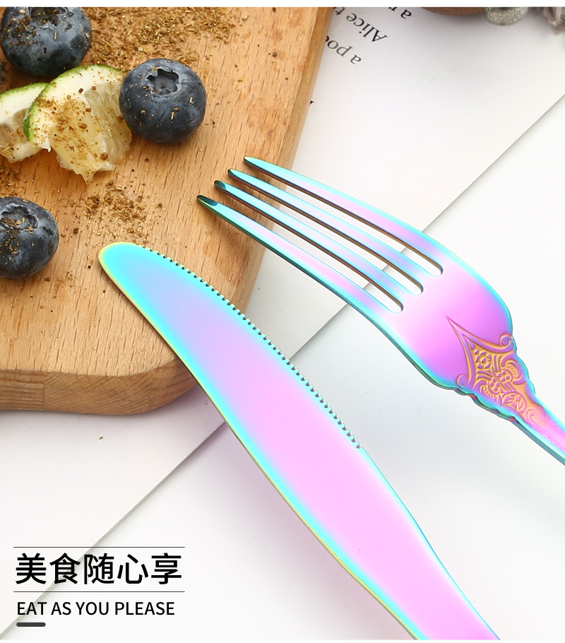 跨境亚马逊不锈钢餐具复古宫廷5主件4人份酒店牛排刀叉勺20件套装详情3