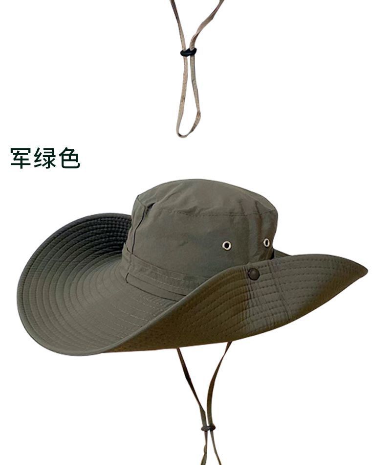 夏季户外防晒渔夫帽大檐遮阳钓鱼帽男女通用纯色防晒丛林登山帽详情14