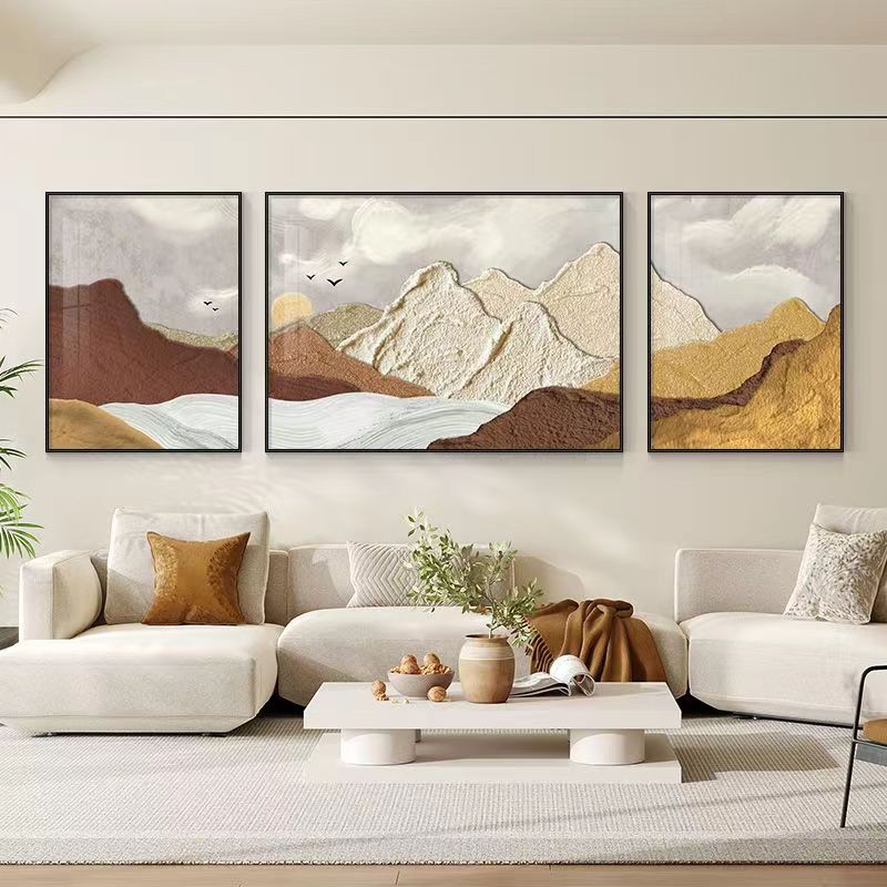 易品 现代简约高档沙发背景墙挂画轻奢风景山水三联壁画客厅装饰画艺术品 其他分类详情22