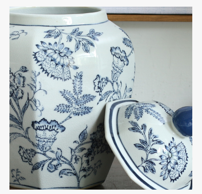 Wholesale decorative jars and ornaments, blue and white general jars, hand-painted antique official kiln ceramic vases, hydroponic storage jars pic 6