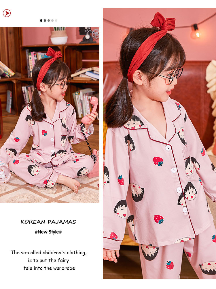 儿童睡衣女孩春夏长袖翻领牛奶丝套装开衫宝宝卡通外贸男童家居服详情26