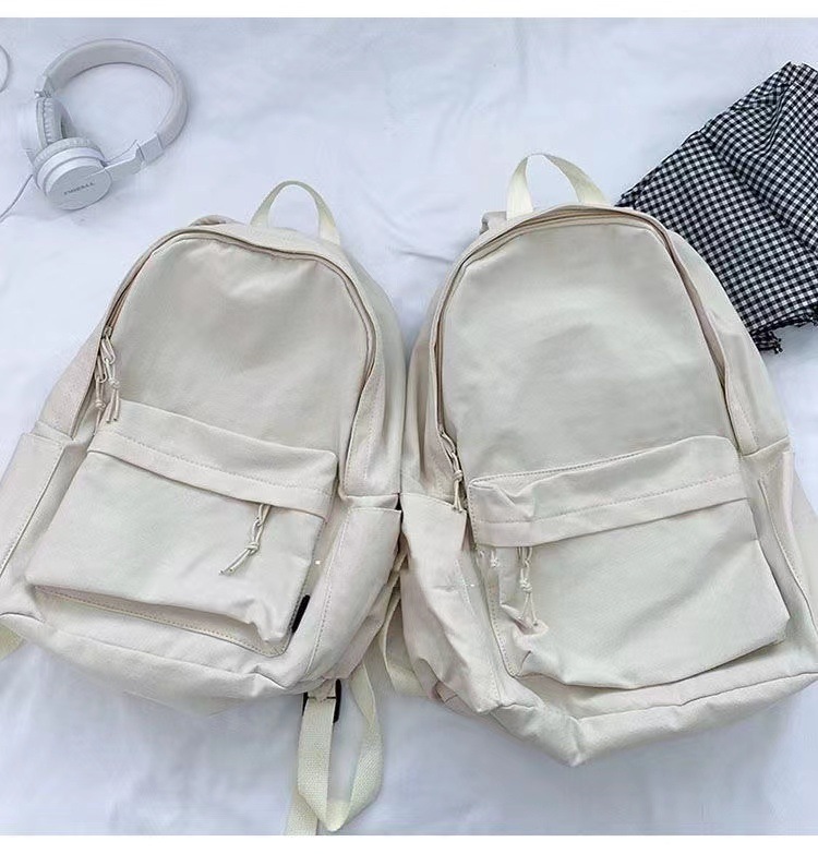 女学生校园古风防水帆布书包初高中生简约风纯色大容量双肩背包详情8