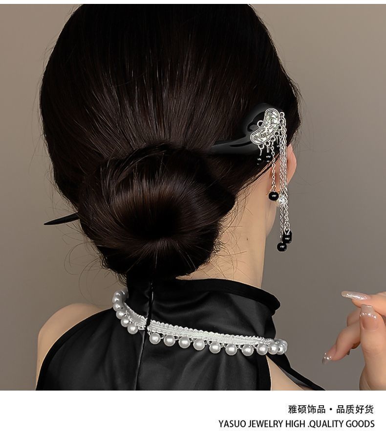 古风黑檀木发簪女新中式高级感后脑勺盘发簪子汉服发钗马面裙头饰详情8