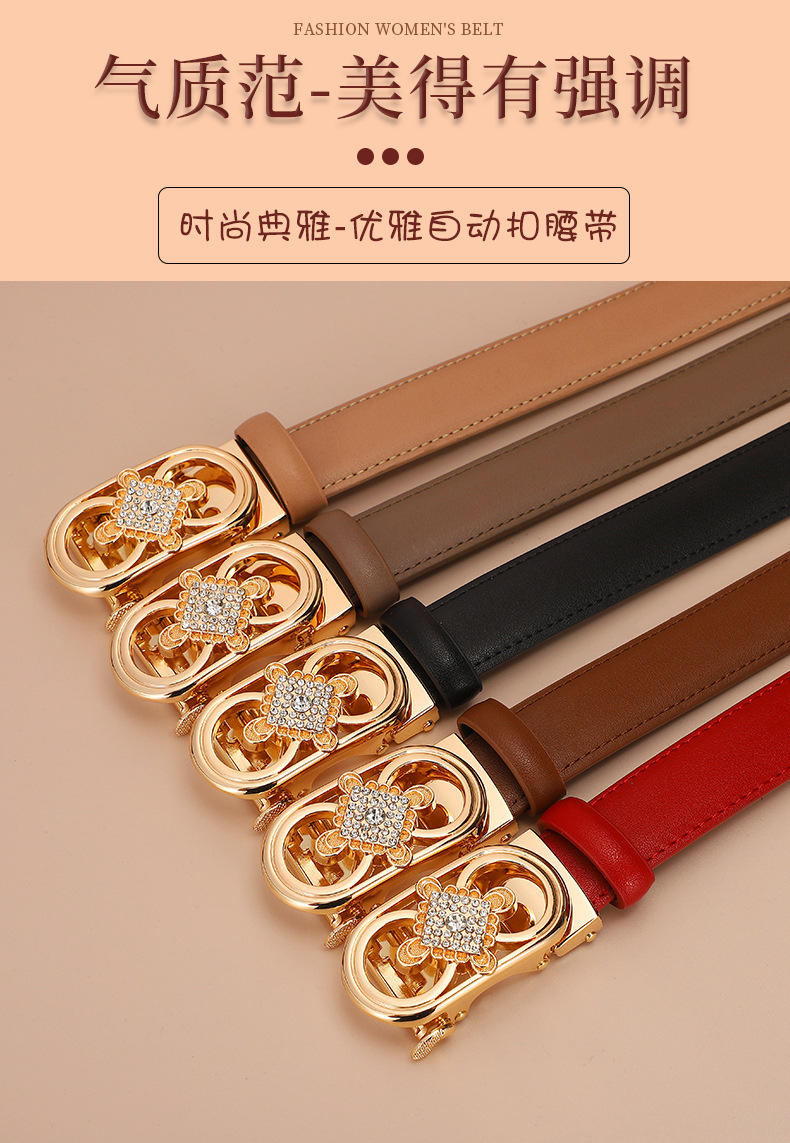 The new pure cowhide Chinese knot automatic buckle simple Korean-style decorative belt and skirt pants for women exude a sense of luxury pic 1