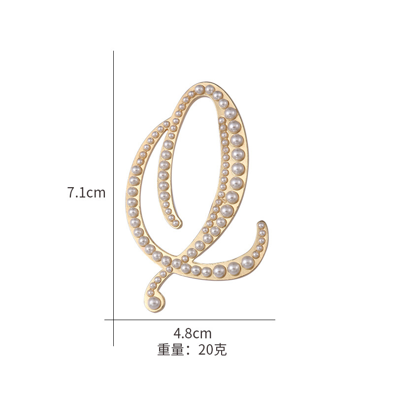 欧美时尚英文26个字母胸针 珍珠别针女胸花服饰配件饰品现货批发详情27