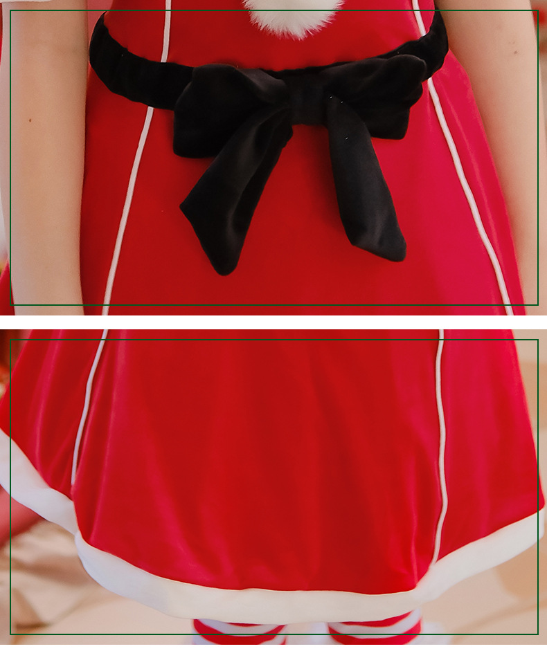 圣诞节儿童服装女童披肩斗篷连衣裙红色裙子派对装扮服饰圣诞老人详情24