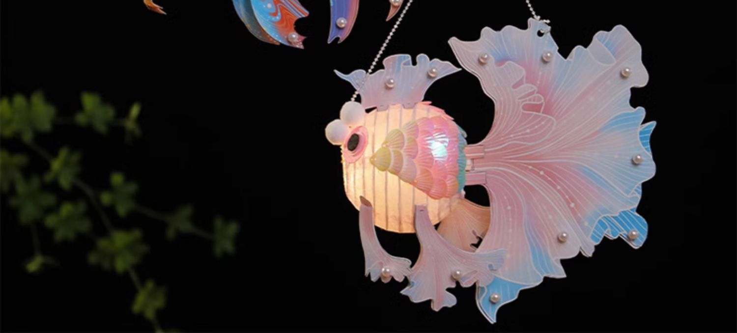 春节新年花灯金鱼灯笼非遗手工制作创意diy材料包儿童手提锦鲤金鱼灯笼珍珠锦鲤鱼灯笼DIY详情2