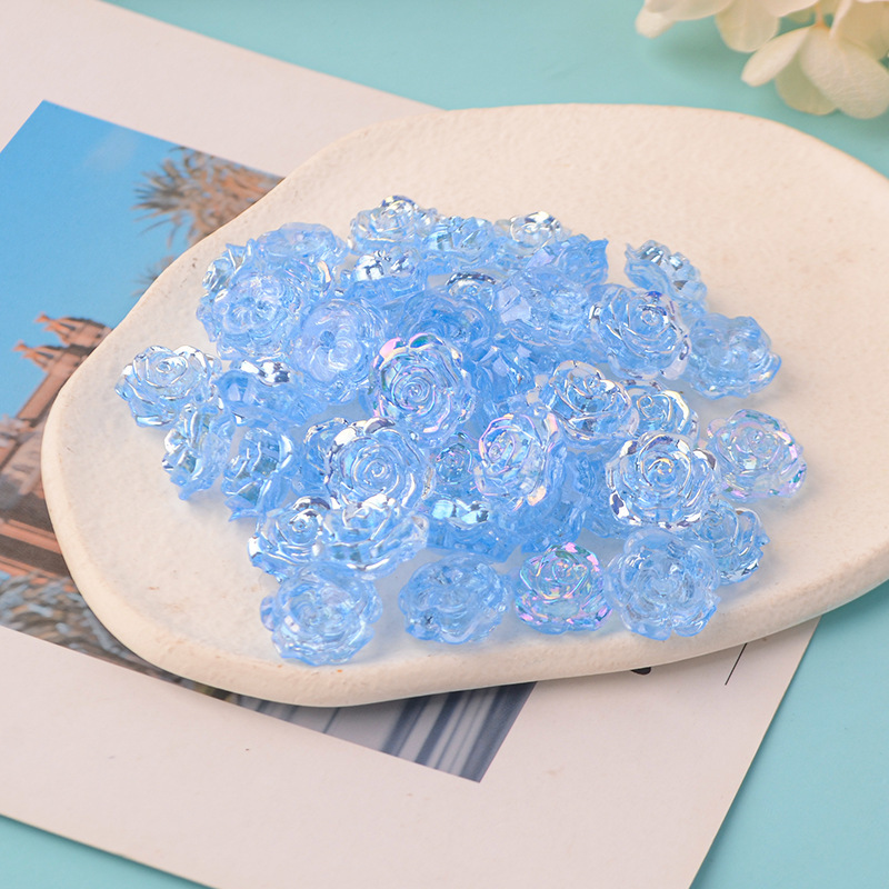 Wholesale of new transparent AB color rose, transparent aurora camellia DIY resin accessories and acrylic beads pic 6