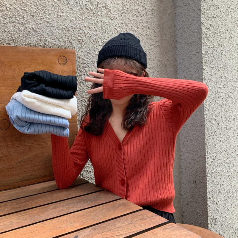 秋冬新款外穿内搭温柔风短款宽松V领毛衣外套针织衫开衫女装上衣详情6