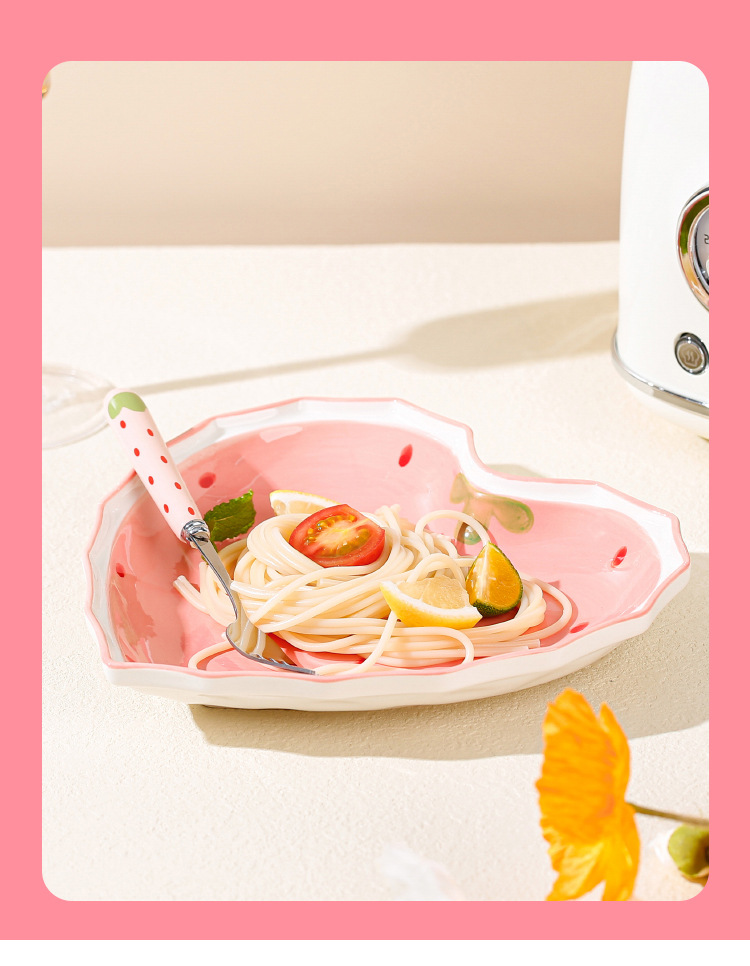 【中国红】草莓碗星星勺陶瓷碗勺套装粉色中式釉下彩餐具套装礼物详情3