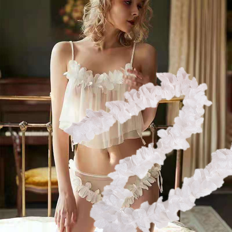 Exquisitely embroidered lace, crinkled barcodes, white wood cotton yarn, handcrafted lace, fun pajama clothing accessories pic 2