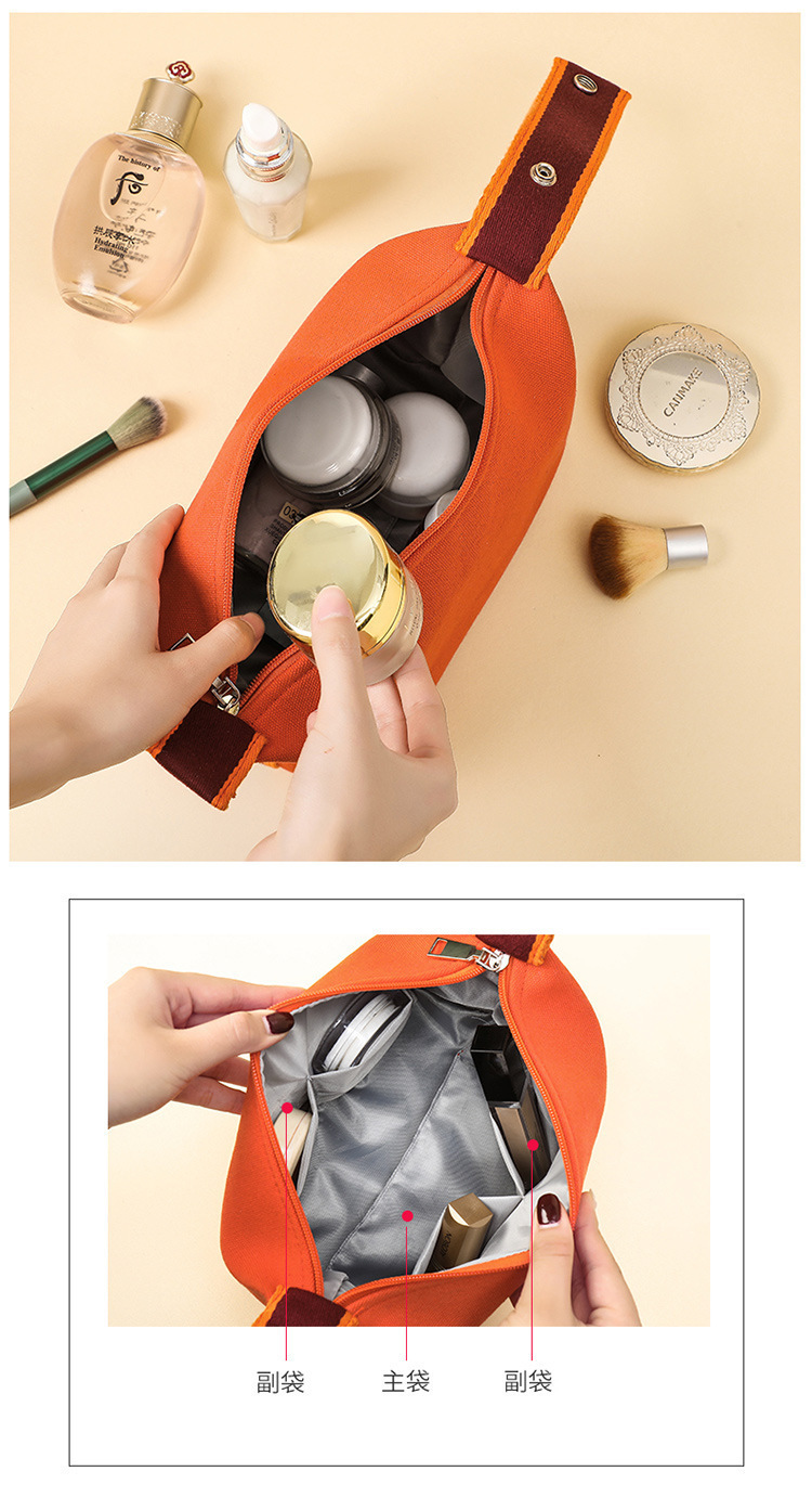 新款简约风帆布化妆包便携手提防水防尘大容量旅行时尚洗漱收纳包详情4