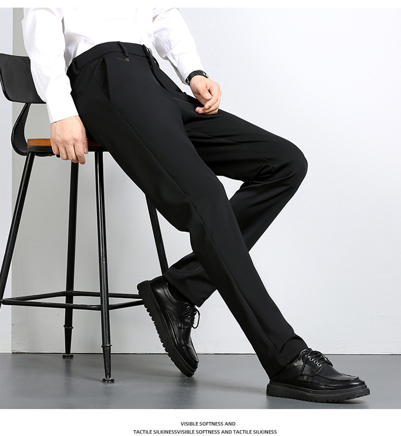 High-end business casual pants for men 2022 autumn and winter, thickened long pants, youth straight, elastic, wrinkle-free and drape dress pants pic 13