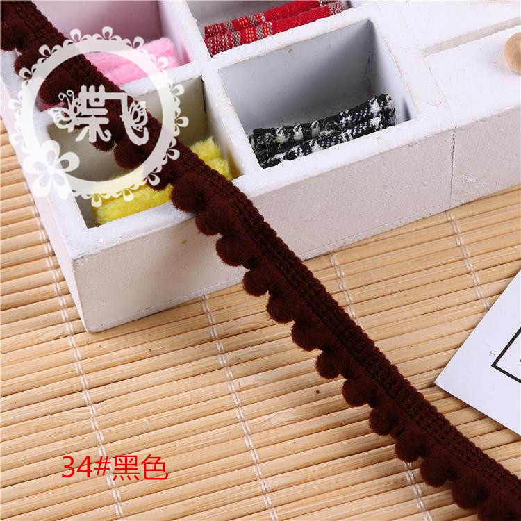 现货供应35色爆款密芽边毛毛虫织带DIY手工帽子服装辅料 毛球花边详情48