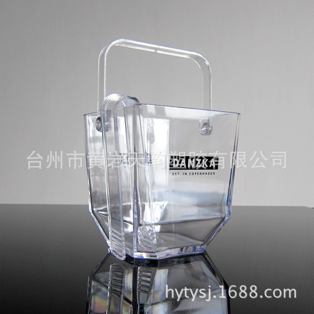 Factory processing and customization of thickened square hand-held ice cube buckets for bar use, with 1.7L small ice cube buckets in stock for foreign trade pic 1