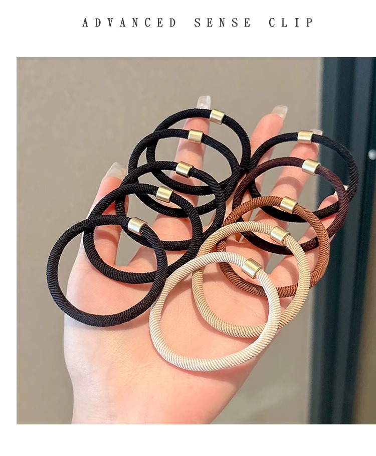 A high-end and elegant high ponytail hair tie, a simple hair band, a brown high-elasticity and durable rubber band hair accessory pic 17